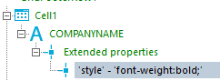 COMPANYNAME Extended properties •style' - 'font-weight 